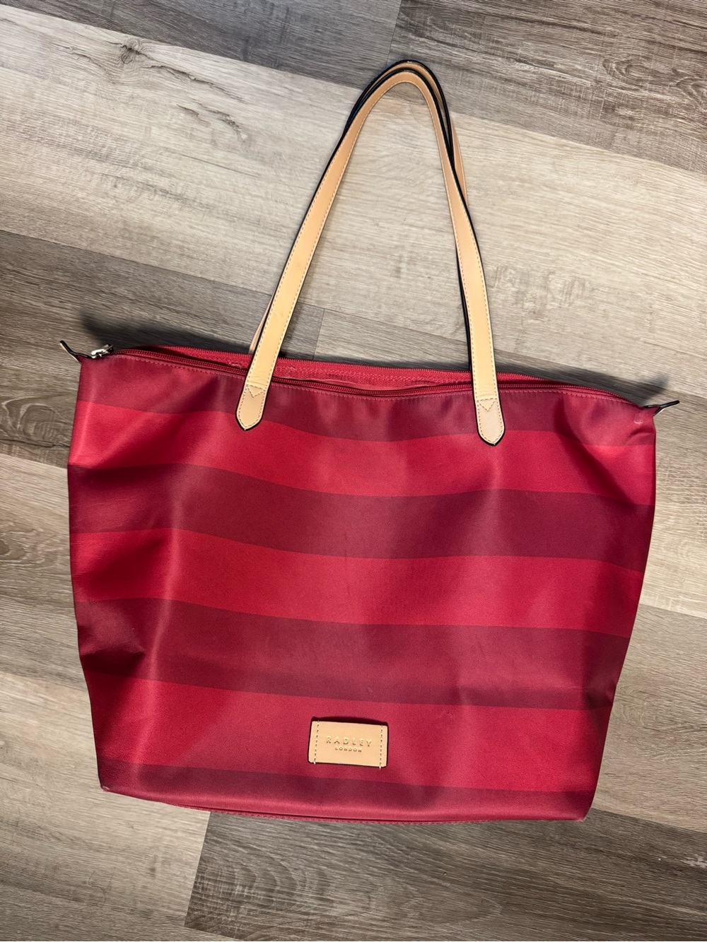 RADLEY LONDON Large Red Stripe Zipper Tote